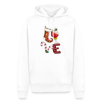 Noël, vin Noël, vin rouge vin drôle vin vin - Sweat à capuche Premium bio Homme - blanc - Devant - Nico (187cm)