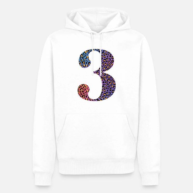 3e anniversaire léopard - Sweat à capuche Premium bio Homme - blanc