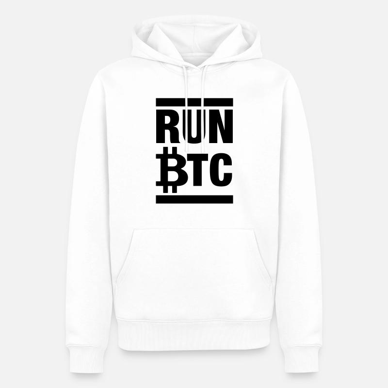 Exécuter BTC Bitcoin Crypto - Sweat à capuche Premium bio Homme - blanc