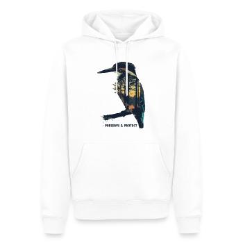 Préserver et protéger le martin-pêcheur - Sweat à capuche Premium bio Homme - blanc - Devant - Nico (187cm)