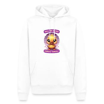 Empowering Duck the Haters valentine gift - Men’s Premium Organic Hoodie - white - Front - Nico (187cm)