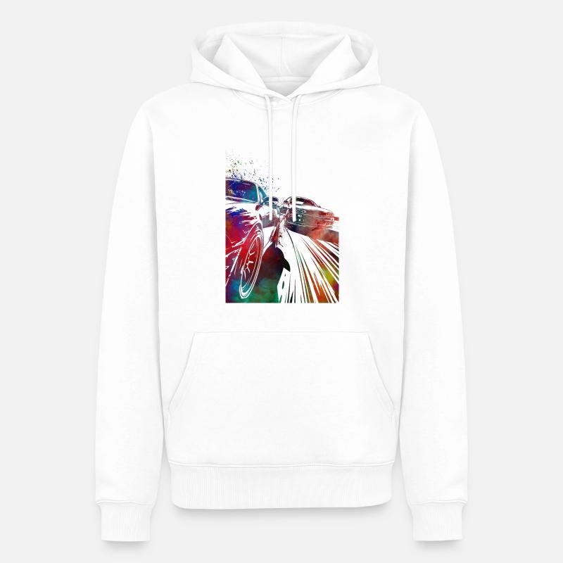 Voitures de course #racing #sport - Sweat à capuche Premium bio Homme - blanc