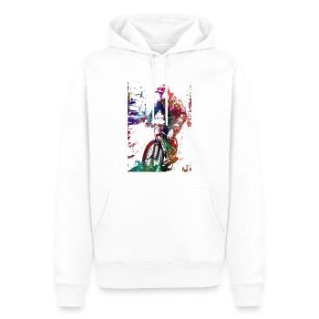 Cyclisme #cycling #sport #bike - Sweat à capuche Premium bio Homme - blanc - Devant - Nico (187cm)