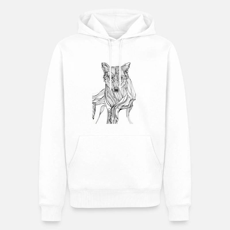 Lignes art loup #wolf - Sweat à capuche Premium bio Homme - blanc