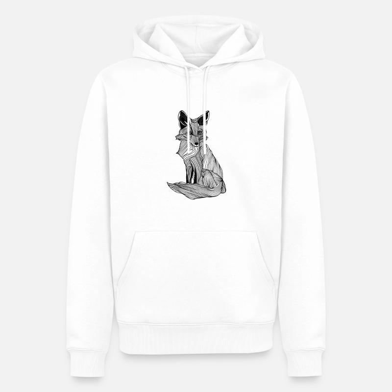Lignes art renard #fox - Sweat à capuche Premium bio Homme - blanc