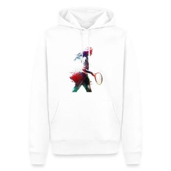Joueur de tennis sport art #tennis #sport - Sweat à capuche Premium bio Homme - blanc - Devant - Nico (187cm)
