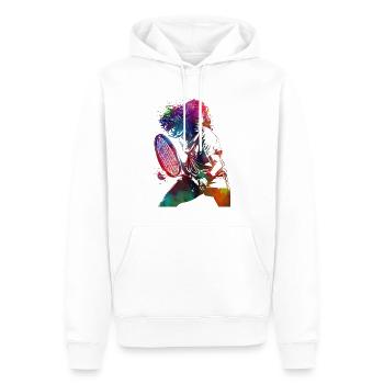 Joueur de tennis sport art #tennis #sport - Sweat à capuche Premium bio Homme - blanc - Devant - Nico (187cm)