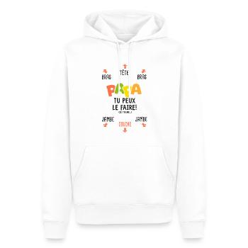papa tu peux le faire naissance bébé - Sweat à capuche Premium bio Homme - blanc - Devant - Nico (187cm)