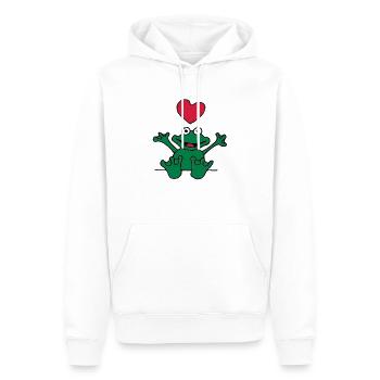 heart_frog_1220113c_b - Sweat à capuche Premium bio Homme - blanc - Devant - Nico (187cm)