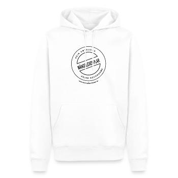 GirlShirt "Mängelexemplar" - weisser Aufdruck - Männer Premium Bio Hoodie - Weiß - Vorne - Nico (187cm)