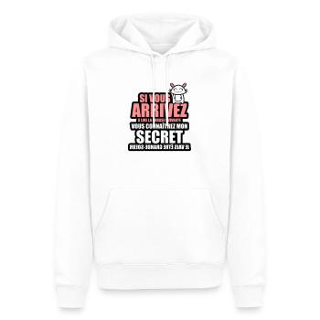 mon secret je vais être grande-soeur - Sweat à capuche Premium bio Homme - blanc - Devant - Nico (187cm)
