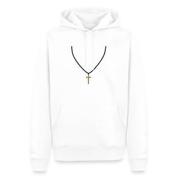 chapelet bijoux collier croix croire direct christ - Sweat à capuche Premium bio Homme - blanc - Devant - Nico (187cm)