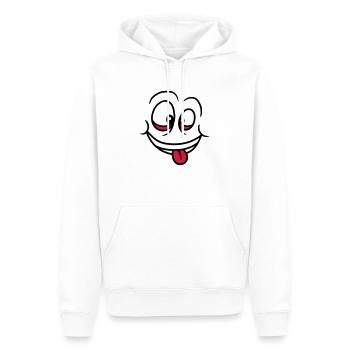 verruecktes gesicht augen mund zunge lustig grimas - Männer Premium Bio Hoodie - Weiß - Vorne - Nico (187cm)