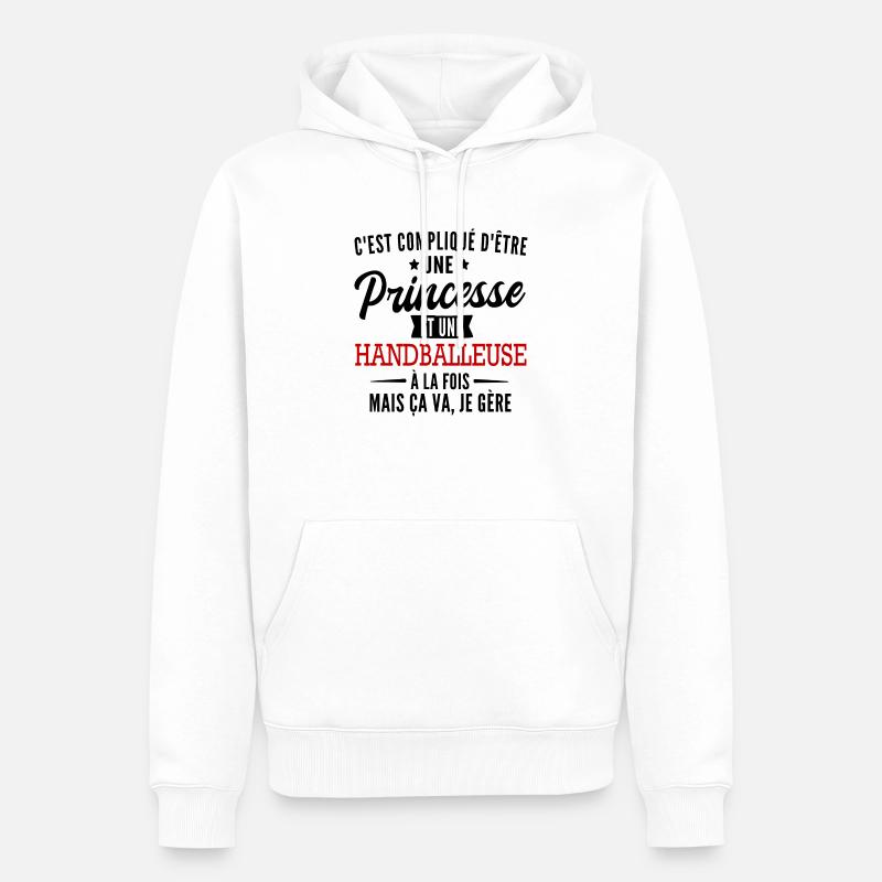 princesse et handballeuse à la fois - Sweat à capuche Premium bio Homme - blanc