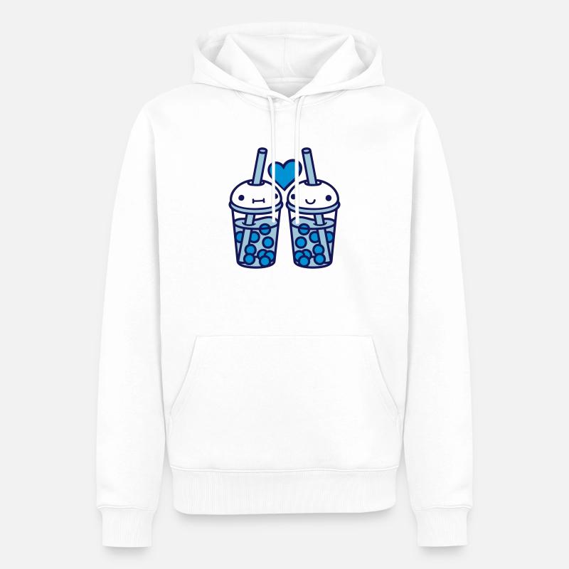 Team Bubble Tea Gesichter - Männer Premium Bio Hoodie - Weiß