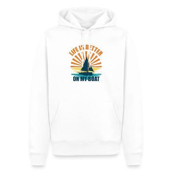 Life is better on my Boat - Männer Premium Bio Hoodie - Weiß - Vorne - Nico (187cm)