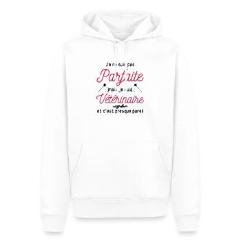 pas parfaite mais je suis vétérinaire - Sweat à capuche Premium bio Homme - blanc - Devant - Nico (187cm)