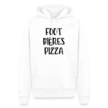foot bières pizza - Sweat à capuche Premium bio Homme - blanc - Devant - Nico (187cm)