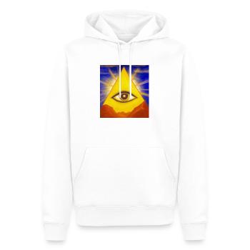 Illuminati - Men’s Premium Organic Hoodie - white - Front - Nico (187cm)