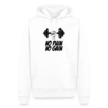 Gain de douleur d’haltère à la main - Sweat à capuche Premium bio Homme - blanc - Devant - Nico (187cm)