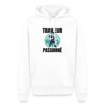 traileur passionné - Sweat à capuche Premium bio Homme - blanc - Devant - Nico (187cm)