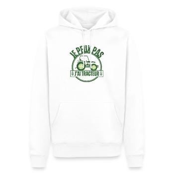 J'peux pas j'ai Tracteur - Sweat à capuche Premium bio Homme - blanc - Devant - Nico (187cm)