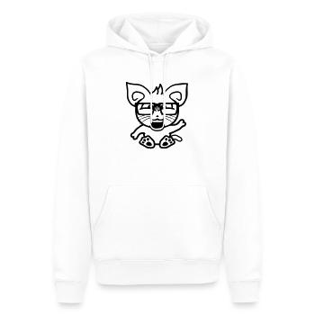 Nerd Katze Hornbrille Geek Winkt Schlaues Kätzchen - Männer Premium Bio Hoodie - Weiß - Vorne - Nico (187cm)