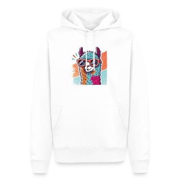 Lama Pop Art avec lunettes de soleil - Sweat à capuche Premium bio Homme - blanc - Devant - Nico (187cm)