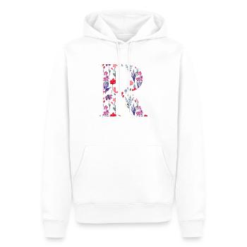 Blumen personalisierter Buchstabe r - Geschenkidee - Männer Premium Bio Hoodie - Weiß - Vorne - Nico (187cm)