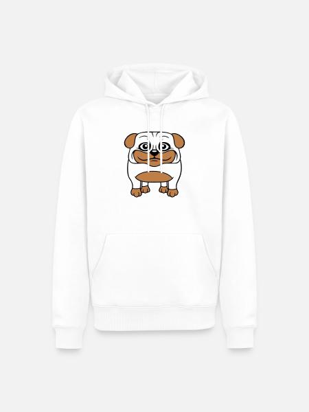 Hund Mops Lille Sød Pik Kærlighed Glad Komisk Sjov - Herre Premium økologisk hoodie - hvid
