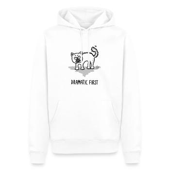 Dramatic First – Le chat en mode drame - Sweat à capuche Premium bio Homme - blanc - Devant - Nico (187cm)