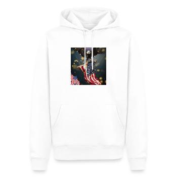 USA, American Eagle - Männer Premium Bio Hoodie - Weiß - Vorne - Nico (187cm)