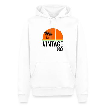 Millésime 1980 - Sweat à capuche Premium bio Homme - blanc - Devant - Nico (187cm)