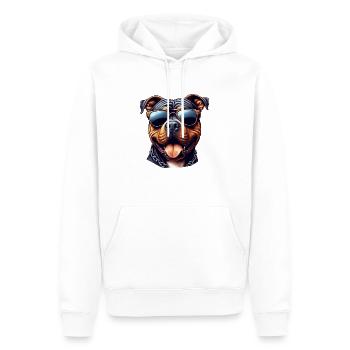 Pitbull portant des lunettes de soleil - Sweat à capuche Premium bio Homme - blanc - Devant - Nico (187cm)