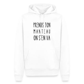 prends ton manteau - Sweat à capuche Premium bio Homme - blanc - Devant - Nico (187cm)