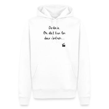 Destinée, on était tous les 2 destinés. Père Noël - Sweat à capuche Premium bio Homme - blanc - Devant - Nico (187cm)