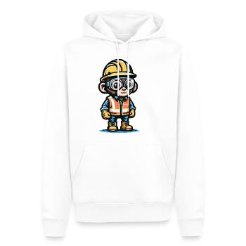 Cute Monkey Construction Worker - Men’s Premium Organic Hoodie - white - Front - Nico (187cm)