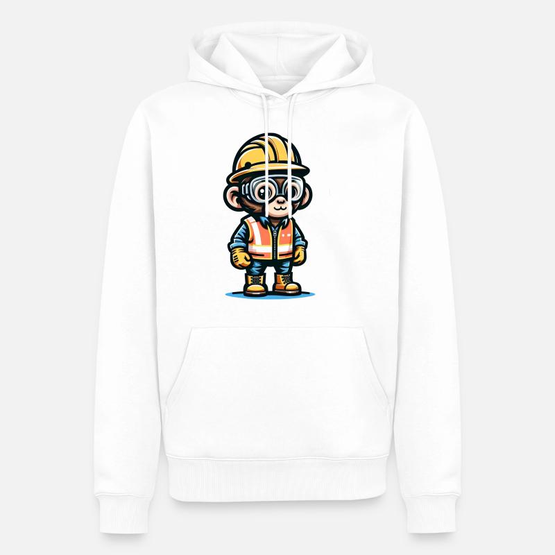 Cute Monkey Construction Worker - Männer Premium Bio Hoodie - Weiß