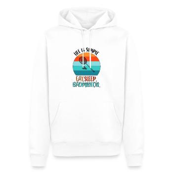 Badminton Badminton Badminton Joueur - Sweat à capuche Premium bio Homme - blanc - Devant - Nico (187cm)