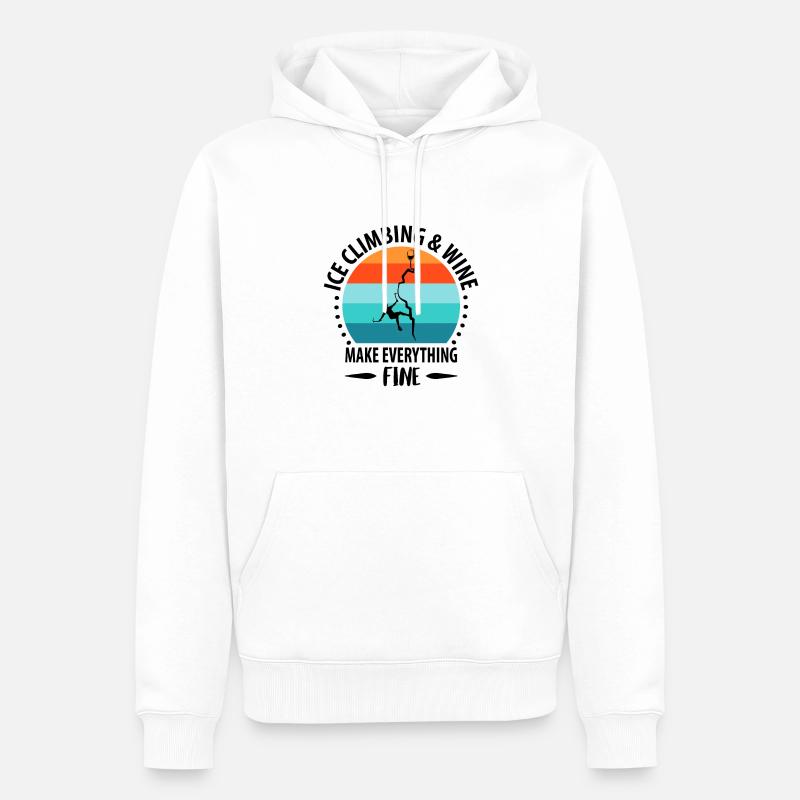 Eisklettern Eiskletterer Eispickel Bergsteigen - Männer Premium Bio Hoodie - Weiß