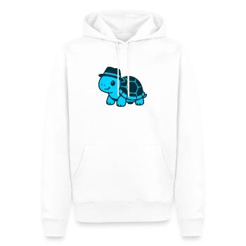 Laufende Schildkröte mit Hut - Männer Premium Bio Hoodie - Weiß - Vorne - Nico (187cm)