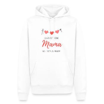 Le bonheur, c’est d’avoir une maman comme soi - Fête des Mères - Sweat à capuche Premium bio Homme - blanc - Devant - Nico (187cm)