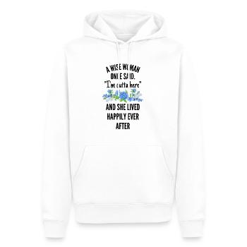 Eine weise Frau sagte einmal, ich bin raus - Männer Premium Bio Hoodie - Weiß - Vorne - Nico (187cm)