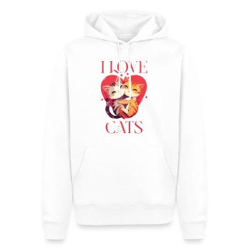 Chats J’aime Les Chats Amour Câlin Coeur Câlin - Sweat à capuche Premium bio Homme - blanc - Devant - Nico (187cm)