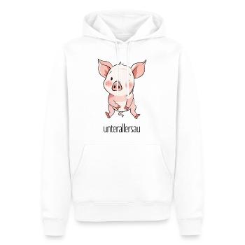 Petit cochon #lovely toons - Sweat à capuche Premium bio Homme - blanc - Devant - Nico (187cm)