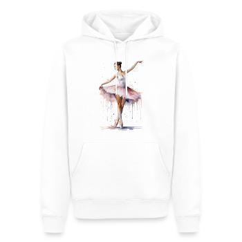 Ballerine Gracieuse - Aquarelle - Sweat à capuche Premium bio Homme - blanc - Devant - Nico (187cm)