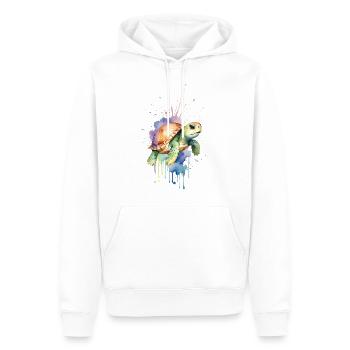 Gelassene Schildkröte - Aquarell - Männer Premium Bio Hoodie - Weiß - Vorne - Nico (187cm)