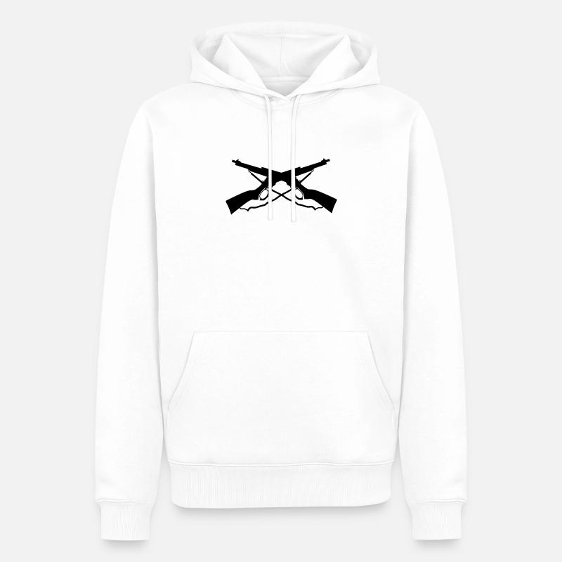 Fusils de chasse croisés - Sweat à capuche Premium bio Homme - blanc