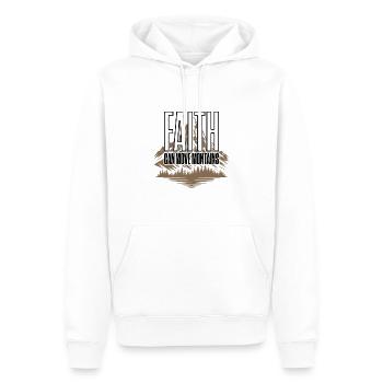 Motivationsspruch: Faith Can Move Mountains - Männer Premium Bio Hoodie - Weiß - Vorne - Nico (187cm)