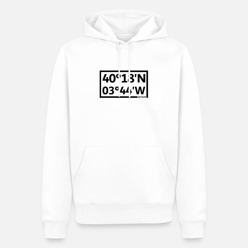 Coordonnées Getafe - Sweat à capuche Premium bio Homme - blanc